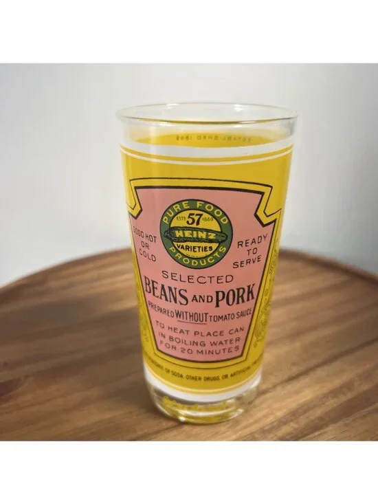 Vintage Pop Art Georges Briard Heinz Baked Beans and Pork Label Beverage Glass - Picture 3 of 13
